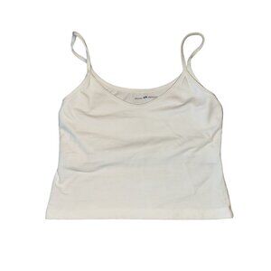 Brandy Melville White Ribbed Knit Scoop Neck Cami Tank Top Women's One Size OS